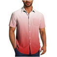 thumbnail image 3 of Sentmoon Tenues de Voyage Surdimensionnées Col Rabattu Manches Courtes Extensible Décontracté Hauts pour Hommes Chemise Hawaïenne Dégradée Tendance pour Course Ou Jogging Rouge G, 3 of 7