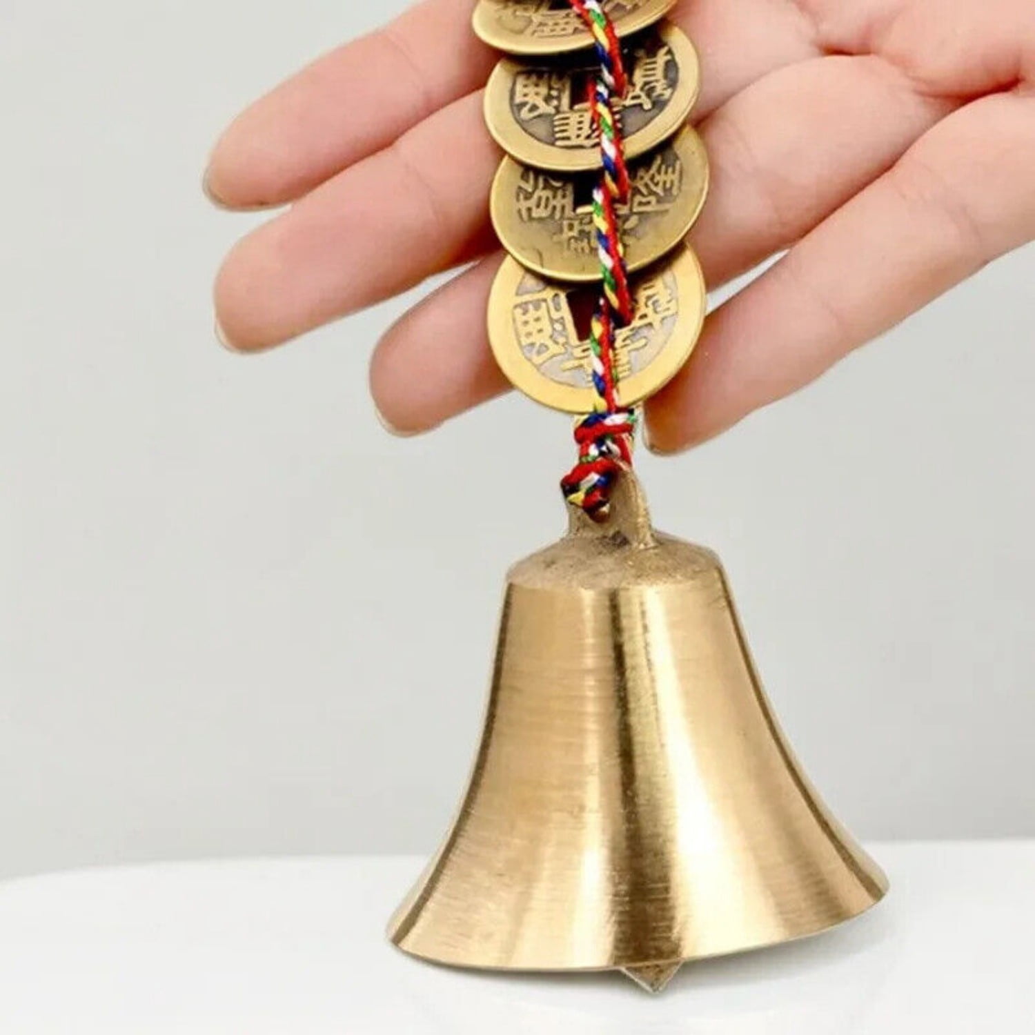 Brass bell hanging wind chimes five emperors copper coin bell five-color wire -
