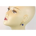 thumbnail image 5 of 14k Yellow Gold Lapis Lazuli Earrings Smooth Matte Finish Denim Blue Round Stones Beaded Accents Dangle Drops Designed for Adult Women, 5 of 5