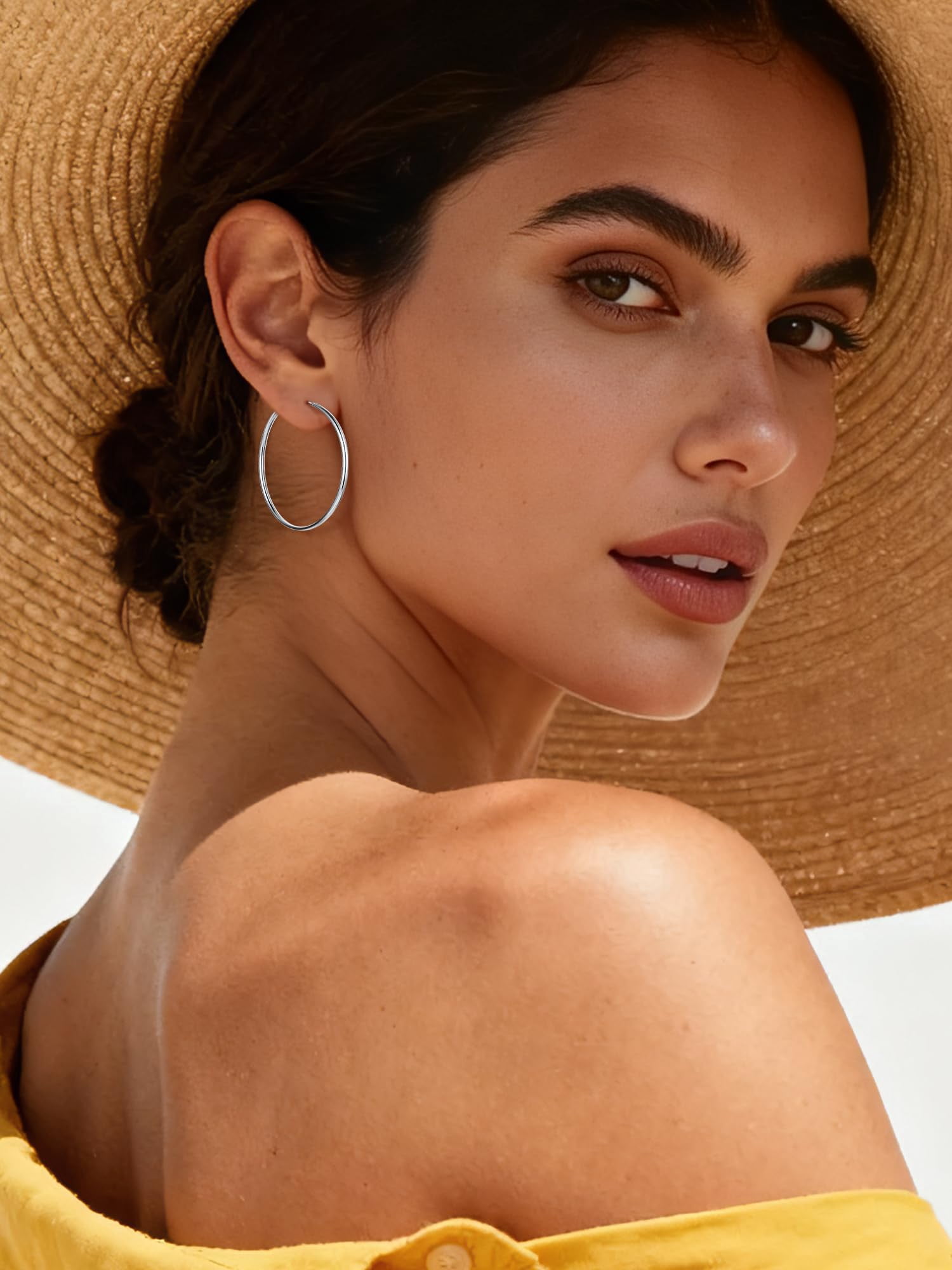 ChicSilver Sterling Silver Hoop Earrings for Women Hypoallergenic 30MM Small Silver Hoop Earrings Endless Hoop Earring