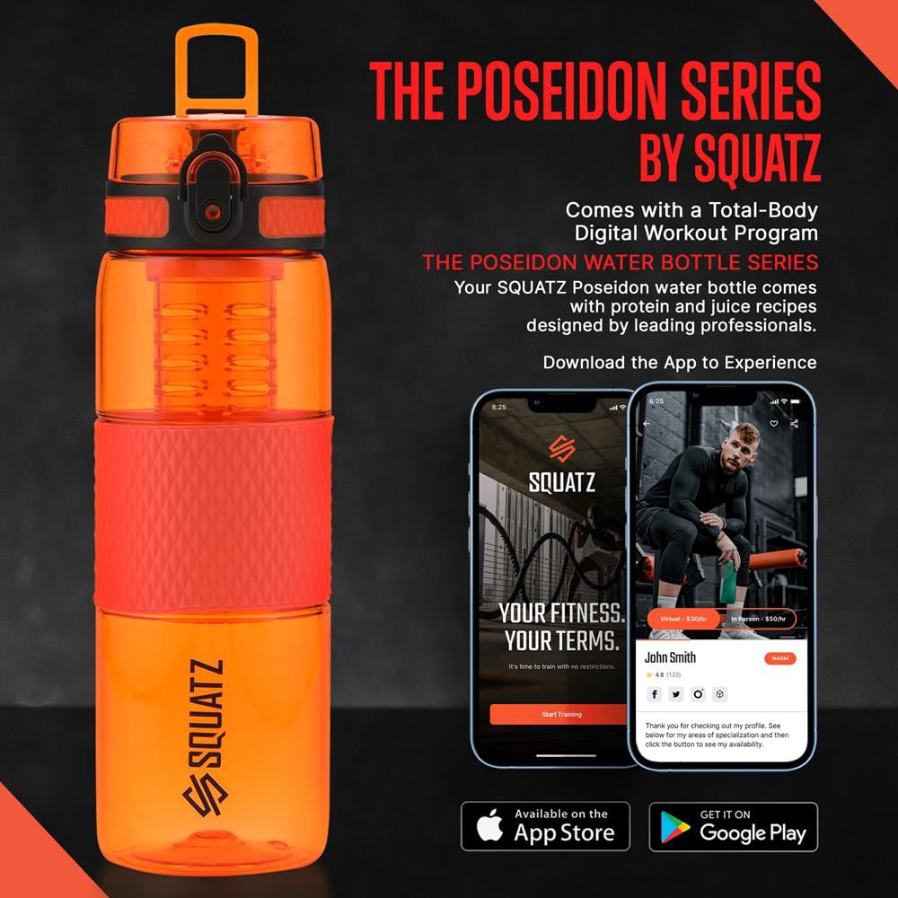 Squatz 24 Oz Poseidon Series Sports Water Bottle Premium Quality Wide Mouth Gym Juice Protein Flask