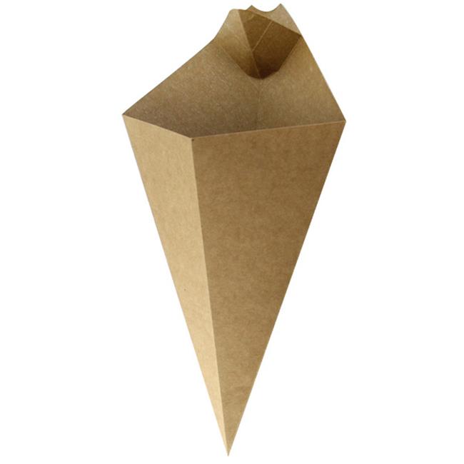 Packnwood 210CONFR3KR 14 oz Kraft Paper Cones with Built in Dipping