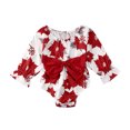 thumbnail image 1 of ITFABS Barboteuse une Pièce à Fleurs Imprimées pour Fille, Manches Longues Body Triangle, 1 of 7