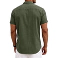 thumbnail image 4 of Qwertyu Men's Linen Shirts Short Sleeve Casual Button Down Shirt Business Dress Clothing Beach Fashion Summer Tops Army Green L, 4 of 4