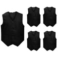 thumbnail image 5 of 5 Packs Unisex Waiter Uniform Vest Bartender Waitress Botton Workwear with Pockets for Men Women-Black-XL, 5 of 6