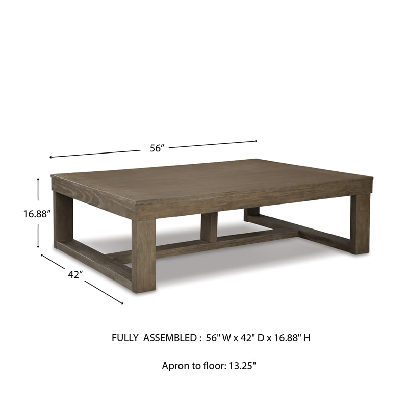 Ashley Furniture Cariton Plank Effect Bold Blocky Wood Coffee Table, Grayish Brown