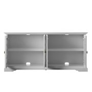 Twin Star Home Sideboard with Tempered Glass Panels in White
