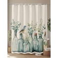 thumbnail image 4 of Fsddascl Teal Eucalyptus Leaves Shower Curtain Set - 36" x 78" Washable Bathtub Curtain with 12 Hooks, Rustic Vase Birds Waterproof Fabric Stall Shower Curtains for Bathroom/Bathtub Décor, 4 of 6