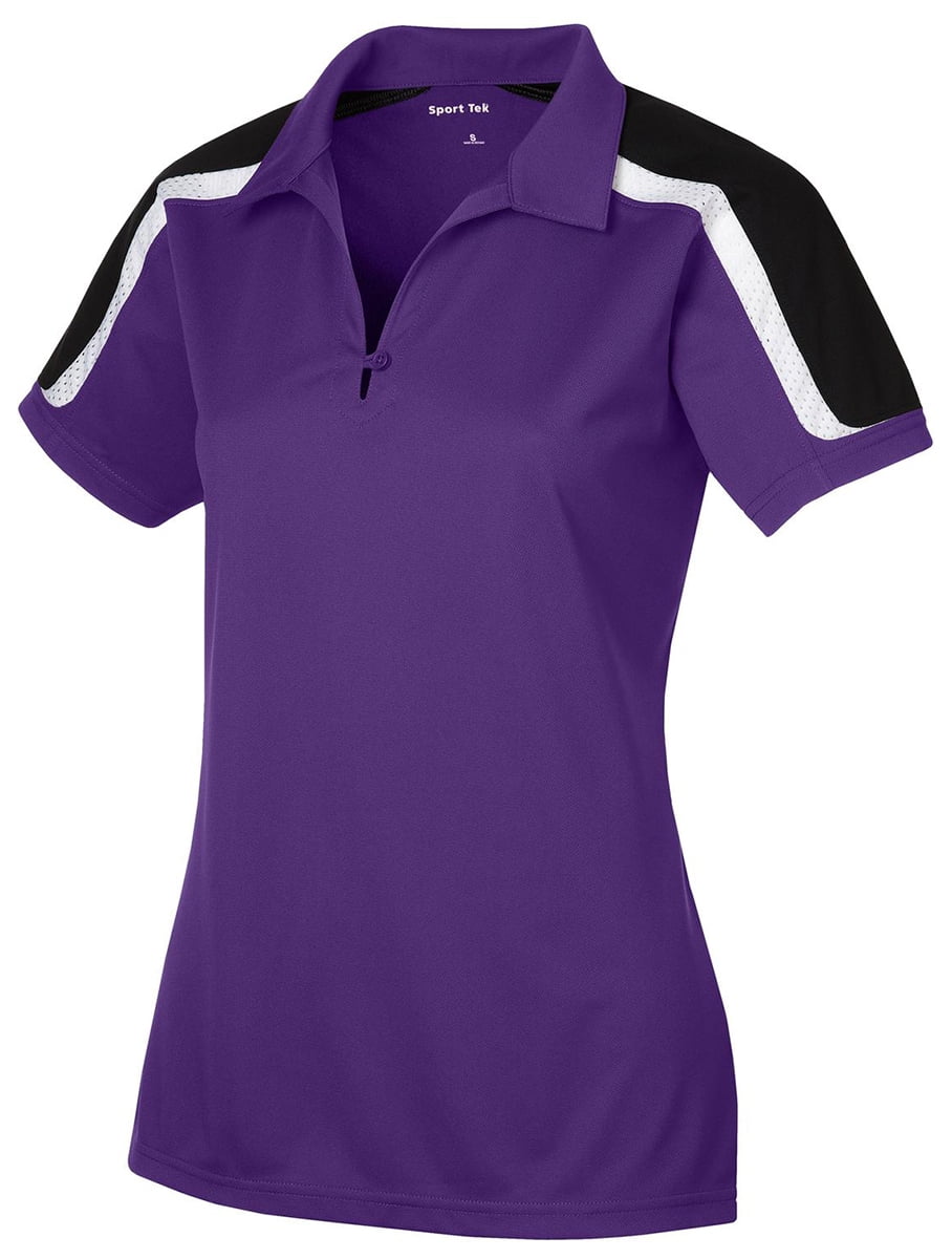 SportTek SportTek Women's Tricolor Shoulder Polo Shirt_Purple/Black