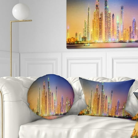 design art designart 'dubai marina skyscrapers panorama' cityscape throw pillow
