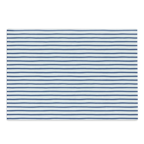 Harbour Stripe Cutting Board, Horizontal Nautical Stripes Pattern Hand Drawn Marine Sea Illustration, Decorative Tempered Glass Cutting and Serving Board, Large Size, Night Blue White, by Ambesonne