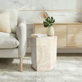 thumbnail image 5 of Hexagonal Travertine Stone Finish Italian Design MgO Side Accent Table, 5 of 12