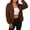 Brown, variant on Womens Cropped Sherpa Fleece Jacket Long Sleeve Fall Winter Daily Street Wear Teddy Coat with Side Pockets