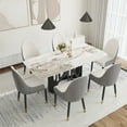 thumbnail image 2 of Modern 70" White Sintered Stone Dining Table - Black Metal Legs, Seats 6-8, Rectangular, Kitchen & Dining Room. Durable, Easy Clean., 2 of 18