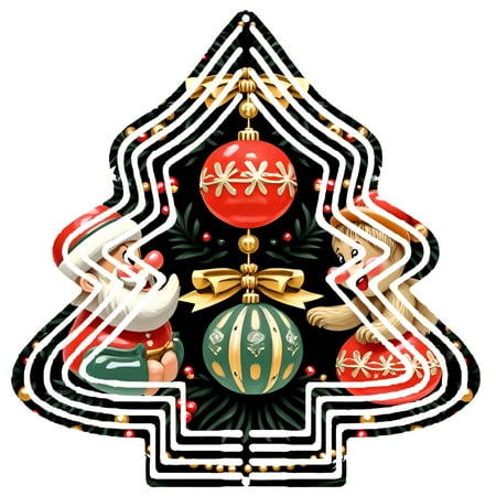 Metal Hanging Christmas Tree Wind Decorations – Festive Garden Spinners with Geometric White Line Patterns for Yard and Garden Metal Hanging Christmas Tree Wind Decorations – Festive Garden Spinners with Geometric White Line Patterns for Yard and Garden
