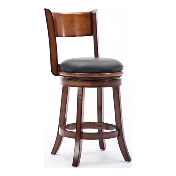 Bowery Hill 25.5" Wood & Faux Leather Swivel Counter Stool in Chestnut