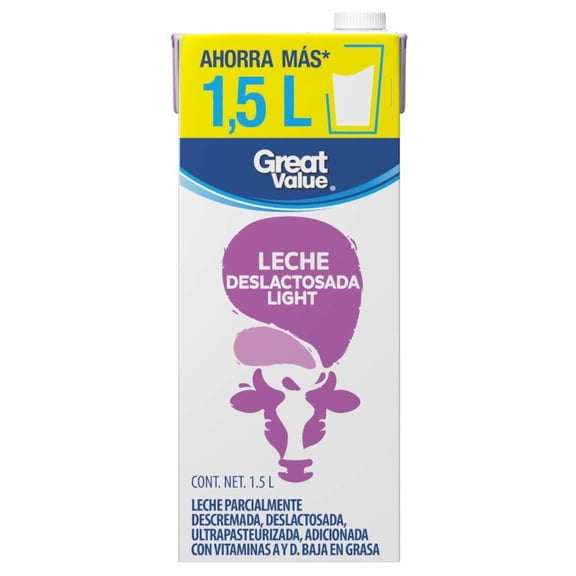 Leche Great Value Deslactosada Light 1.5 Lts