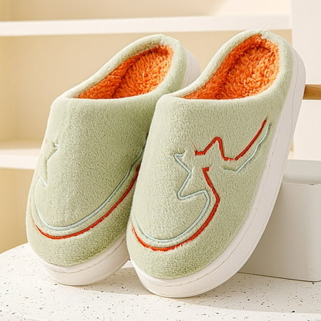 

Daznico Slippers for Women Lightweight and Warm Plush Thick Bottomed Men s and Women s Slippers for Indoor Use In Autumn and Winter Womens Slippers House Slippers for Woman(Color:Green Size:7)