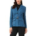 thumbnail image 1 of BLAZER DE TRABAJO DE MANGA LARGA CON CINTURÓN DE SUEDE SINTÉTICO PARA MUJERES INSPIRE CHIC TALLA L AZUL PEACOAT, 1 of 5
