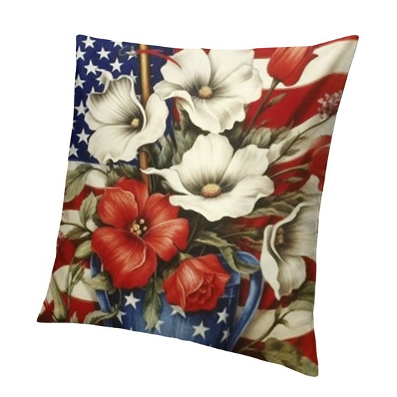 Decorative Throw Pillow Covers, Flower Case Decor, American USA Hat Home Sofa Decoration