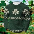 thumbnail image 1 of Ceisia Men's St. Patrick's Day Clover & Celtic Knot Print Waffle Knit Long Sleeve Crew Neck Casual Top Army Green L Gifts, 1 of 8