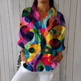 thumbnail image 1 of YLHFASHION Chemise à Imprimé Floral Rétro pour Femmes, Imprimé Artistique, Chemise Décontractée à Col en V, Liquidation, Chemises pour Femmes, 1 of 4