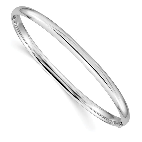 14K White Gold bracelet Bangle 7.5 in 4 mm High Polished 4.0mm Hinged