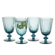 Beautiful Scallop Glass Goblets Set of 4 Cornflower Blue by Drew Barrymore