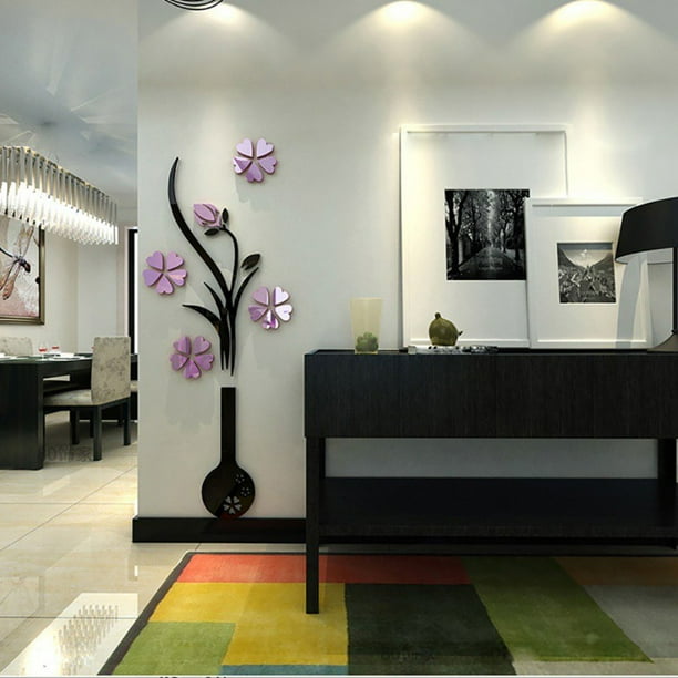 3D Flower Vase Wall Sticker DIY Acrylic Art Mural Decal Removable Home