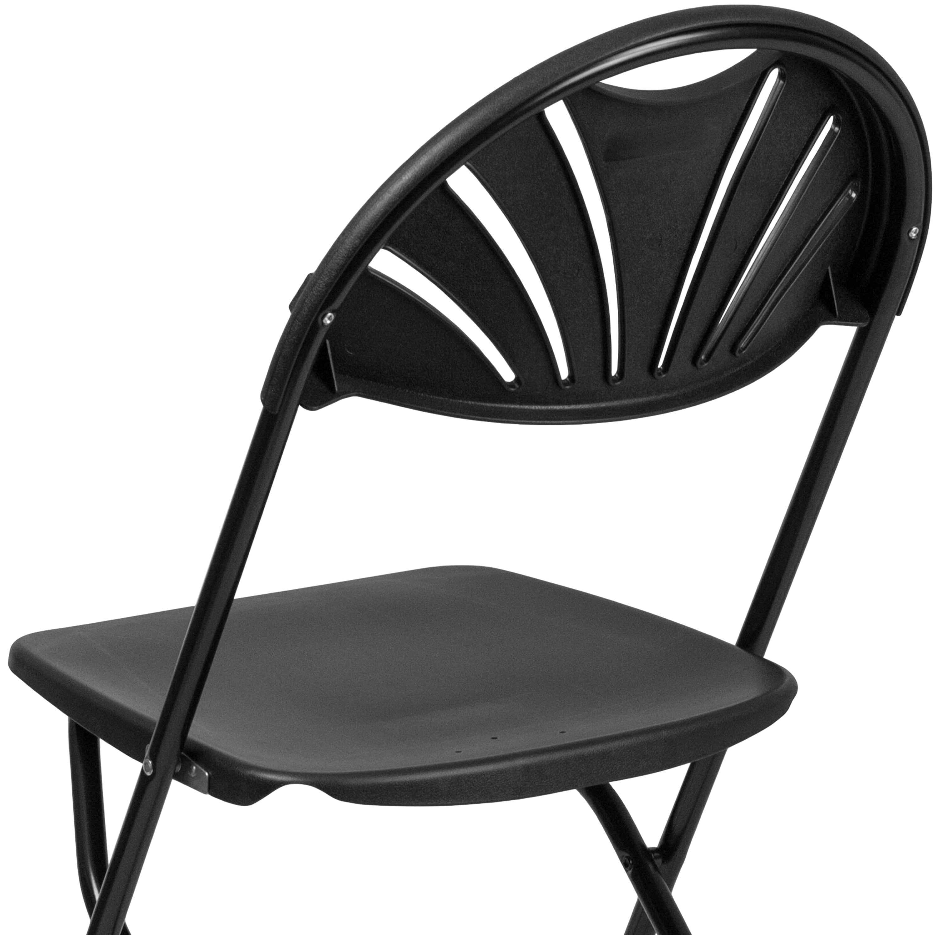 Details about   HERCULES Series 650 lb Capacity Black Plastic Fan Back Folding Chair 