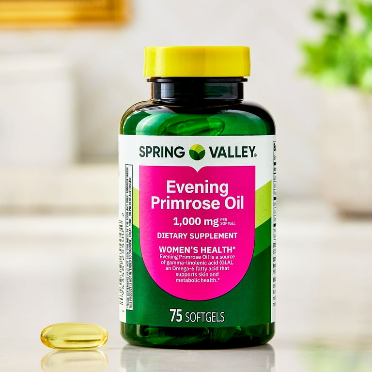 Spring Valley Standardized Evening Primrose Oil Women’s Health Dietary Supplement, 75 Softgels