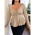 thumbnail image 5 of Women'S Plus Size Peplum Tops Long Sleeve T Shirts Casual Ruched Sweetheart Neck Ruffle Hem Tees  XL, 5 of 7