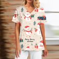 thumbnail image 2 of Garbnen Christmas Scrub Top Funny Xmas Printed V Neck Short Sleeve Fall Under Scrubs for Women Nurses Working Uniforms with Pocket S-5XL, 2 of 5