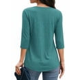 thumbnail image 3 of MOYIKO 3/4 Length Sleeve Womens Tops Round Neck T Shirts Pleated Tunic Summer Blouses Dressy Casual, 3 of 7