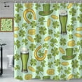 thumbnail image 4 of St. Patrick''s Day Shower Curtain, Green Clover Shamrock Leaf Gold Coin Machine Washable Waterproof Fabric for Bathroom Bathtub Decor with Hooks 72x72, 4 of 6