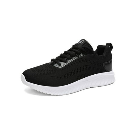 

UKAP Mens Sneakers Lace Up Trainers Sport Running Shoe Comfort Casual Sneaker Men Walking Shoes Mesh Breathable Black White 5.5
