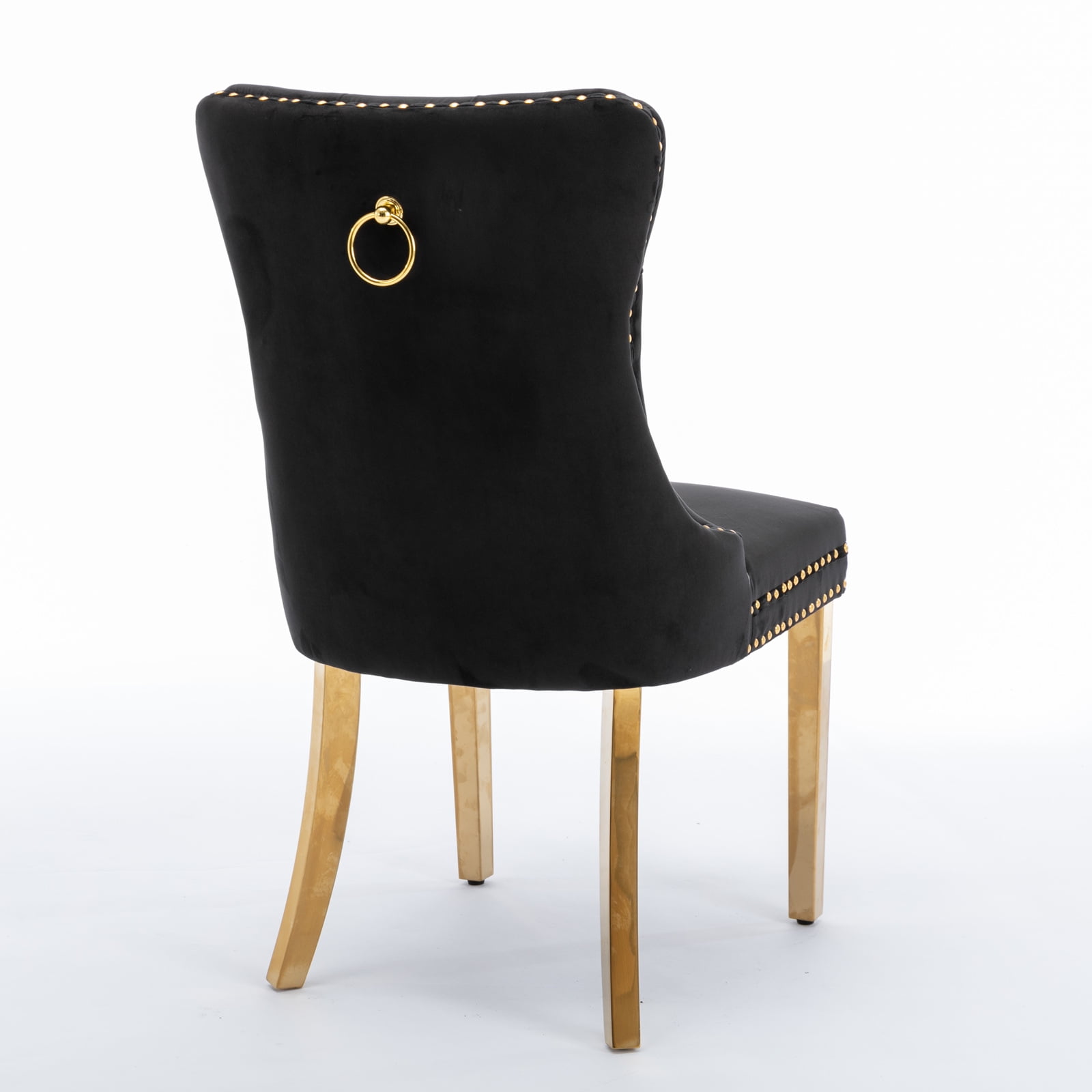 Rhomtree Contemporary Wood Button Tufted Dining Side Chairs, Black (Set of 4)