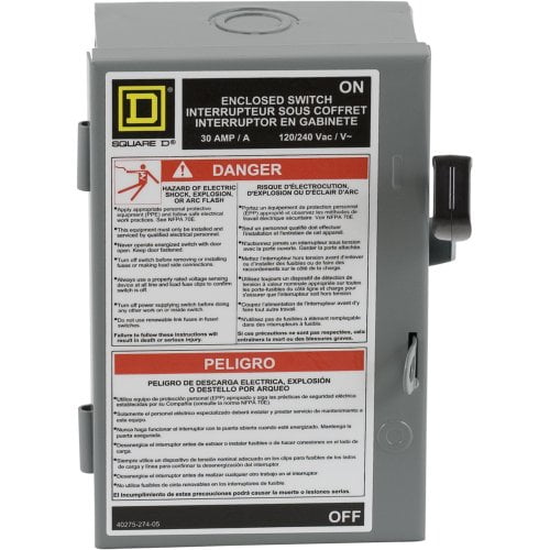 Square D 30 Amp 2-Pole Fusible Light-duty Safety Switch Disconnect