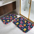 thumbnail image 5 of Pioneer Flower Floral Print Pattern Bath Mat Set Of 2,Non-Slip Rug for Bathroom,Kitchen,Bedroom,Entrance, 30x17 and 23.5x15.7 Inches, 5 of 5