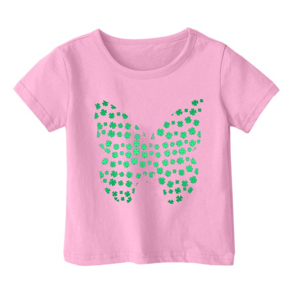 ibiyuan Girls T-Shirts Shirts for Girls 7-8 St Patricks Day Love Heart Clover Printed Short Sleeve Shirts Green Crew Neck Irish Saint Tee Summer Tops,3-4 Years