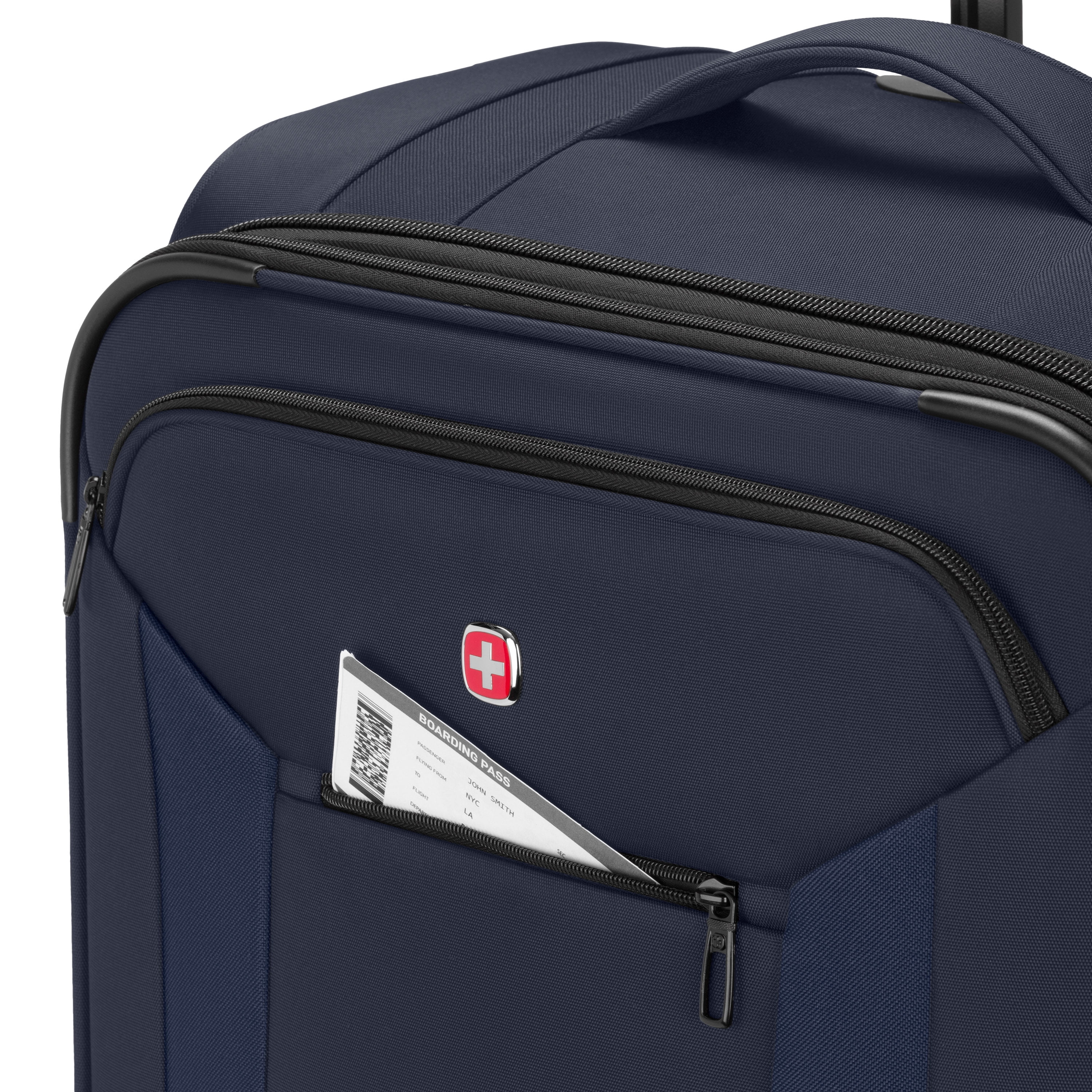 SWISSGEAR Stride Expandable Large Checked Spinner Luggage, Peacoat Blue, 8 Wheels & Built-in TSA Lock