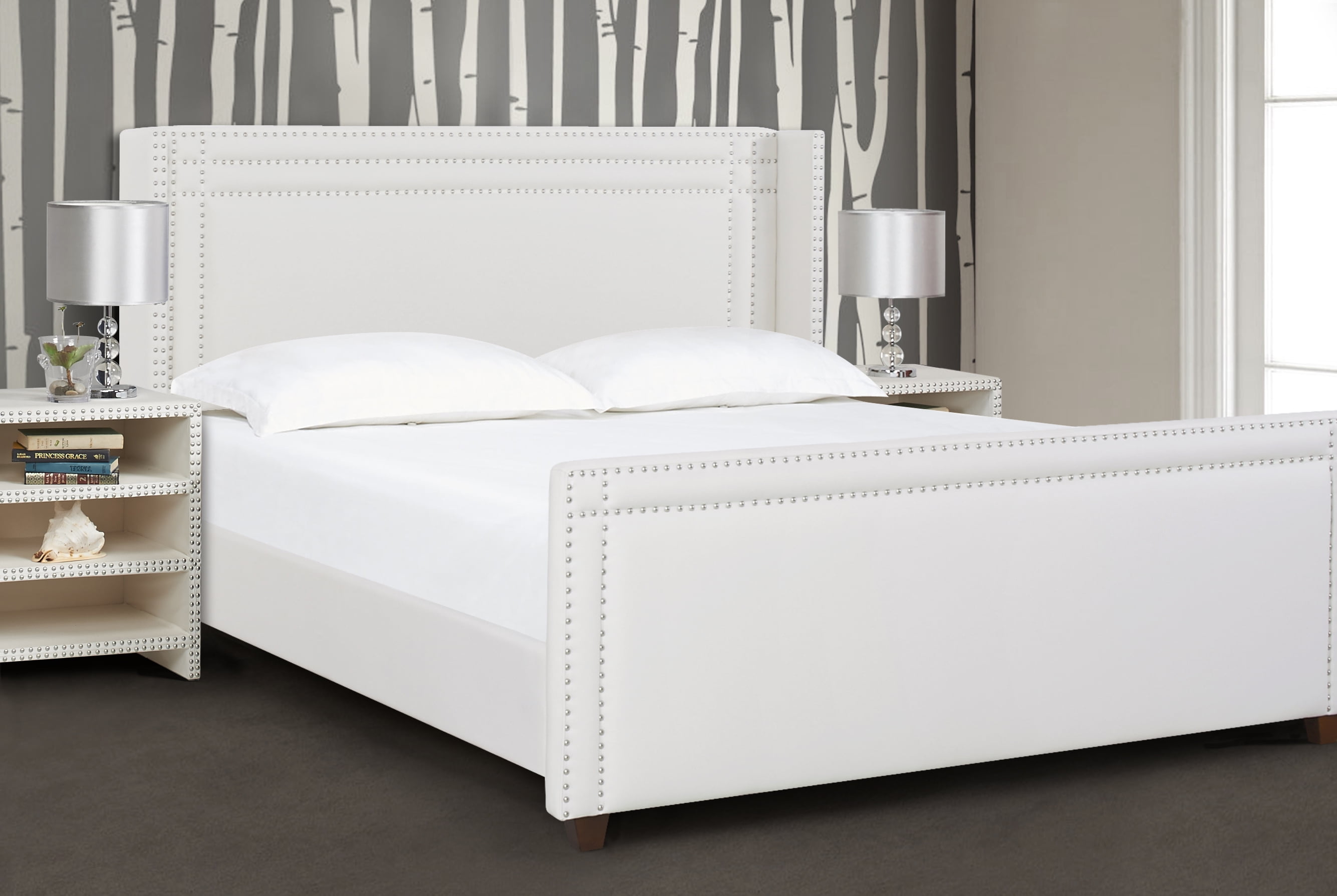 Elle Upholstered Bed, King, Antique White