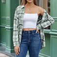 thumbnail image 2 of Aboser Womens Button Down Flannel Shacket Streetwear Cozy Soft Long Sleeve Shirt Jacket Vintage Plaid Shackets Travel Wear, 2 of 7