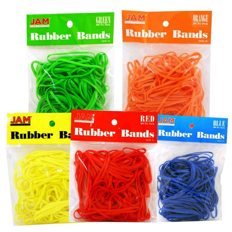 Jam Paper Rubber Bands, Size 33, Assorted, 500/Pack