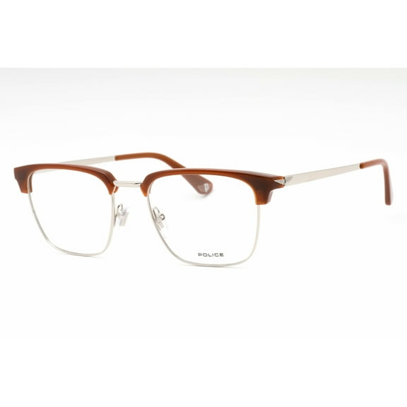 Police VPLL64 0579 Men's Palladium/Brown Metal Full Rim Eyeglasses