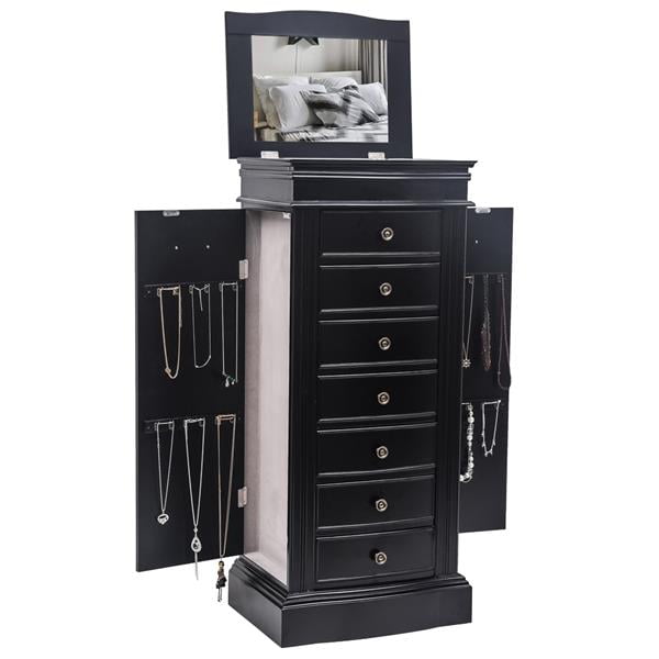 Jewelry Armoire with Mirror, 7 Drawers & 24 Necklace Hooks, 2 Side