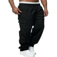 thumbnail image 3 of Men‘s Drawstring Sweatpants Baggy Joggers Straight Leg Running Athletic Cargo Pants with Pockets Black 2XL, 3 of 7