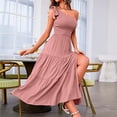 thumbnail image 4 of Prolriy Robes Printemps Été pour Femmes 2025 Robe Maxi d'Été pour Femmes Robe Longue Sans Manches à une Épaule Ourlet à Volants Robe Fluide Robes d'Été pour Femmes, Robes Roses pour Femmes, 4 of 8
