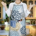 thumbnail image 6 of Blue Floral and Petal Pattern Apron-Garden Aprons for Women with Pockets-Cotton Linen Waterproof Kitchen Cooking Gardening Aprons Adjustable for Kitchen,Cooking,BBQ and Salon 33x27 Inch, 6 of 7
