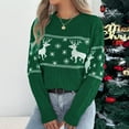 thumbnail image 7 of Women's Christmas Snowflake Reindeer Knitted Sweater Long Sleeve Crew Neck Xmas Print Pullover Sweater Top, 7 of 7